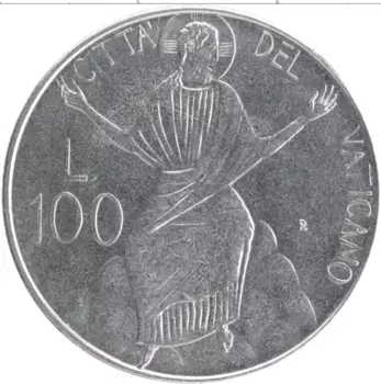 Монета 100 лир Ватикана 1986 года Медно-никель Иоанн Павел II