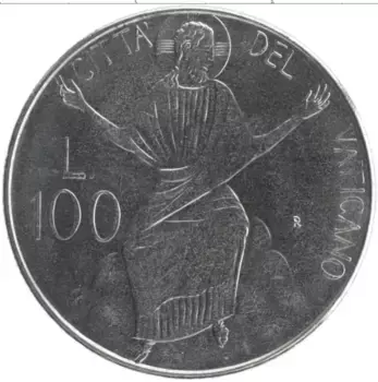 Монета 100 лир Ватикана 1986 года Медно-никель Иоанн Павел II