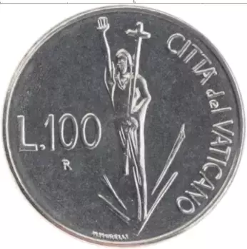 Монета 100 лир Ватикана 1991 года Медно-никель