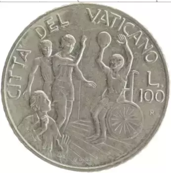 Монета 100 лир Ватикана 1994 года Медно-никель Иоанн Павел II