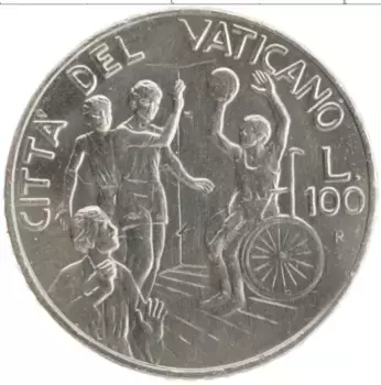 Монета 100 лир Ватикана 1994 года Медно-никель Иоанн Павел II