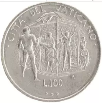 Монета 100 лир Ватикана 1995 года Медно-никель Иоанн Павел II