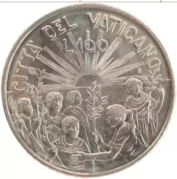 Монета 100 лир Ватикана 1999 года Медно-никель Иоанн Павел II