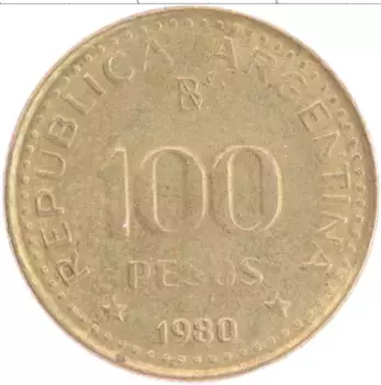 Монета 100 песо Аргентины 1980 года Бронза