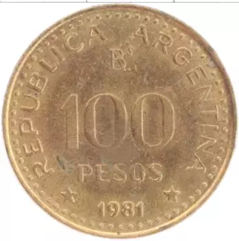 Монета 100 песо Аргентины 1981 года Бронза