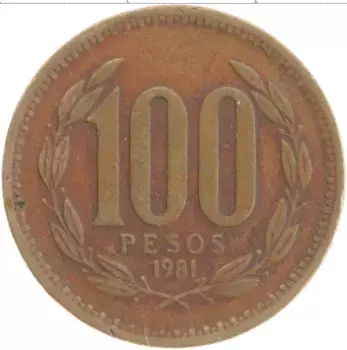 Монета 100 песо Чили 1981 года Бронза