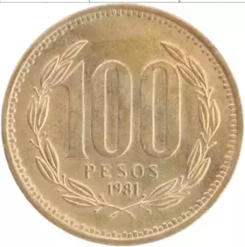 Монета 100 песо Чили 1981 года Бронза