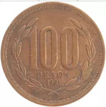 Монета 100 песо Чили 1981 года Бронза