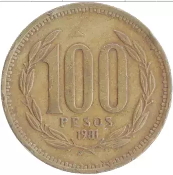 Монета 100 песо Чили 1981 года Бронза