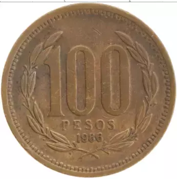 Монета 100 песо Чили 1986 года Бронза