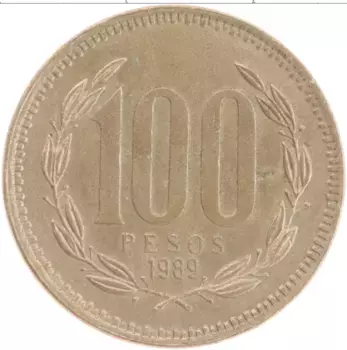 Монета 100 песо Чили 1989 года Бронза