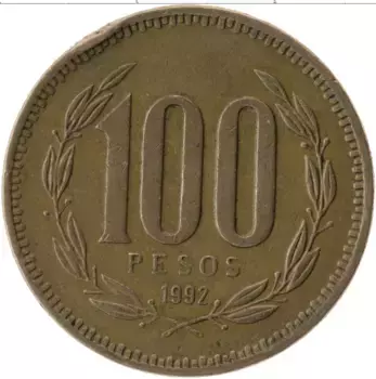 Монета 100 песо Чили 1992 года Бронза