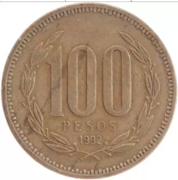 Монета 100 песо Чили 1992 года Бронза