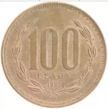 Монета 100 песо Чили 1992 года Бронза