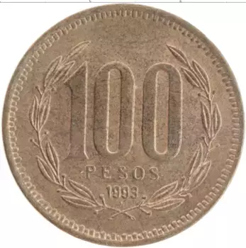 Монета 100 песо Чили 1993 года Бронза