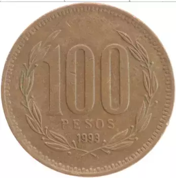 Монета 100 песо Чили 1993 года Бронза