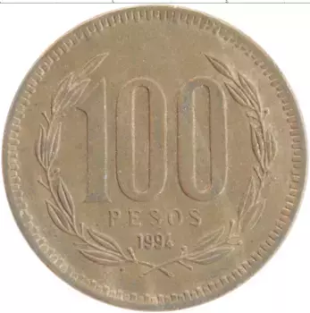 Монета 100 песо Чили 1994 года Бронза