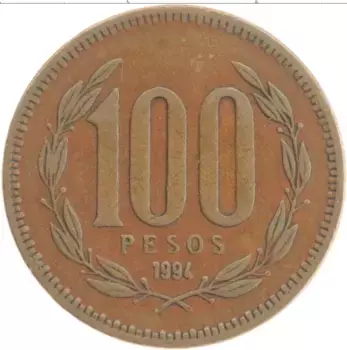 Монета 100 песо Чили 1994 года Бронза
