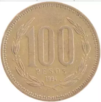 Монета 100 песо Чили 1994 года Бронза