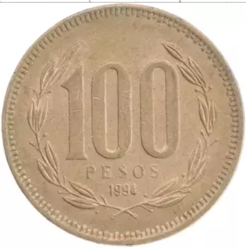 Монета 100 песо Чили 1994 года Латунь
