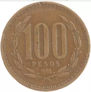 Монета 100 песо Чили 1996 года Бронза
