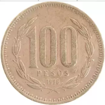 Монета 100 песо Чили 1996 года Бронза
