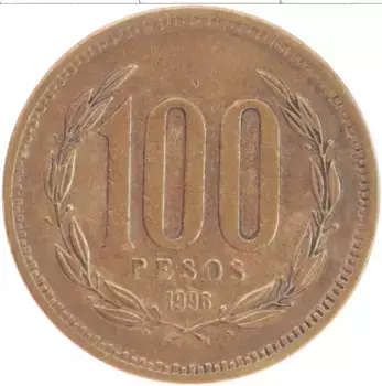 Монета 100 песо Чили 1996 года Бронза