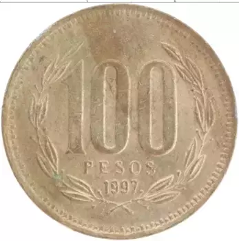 Монета 100 песо Чили 1997 года Бронза