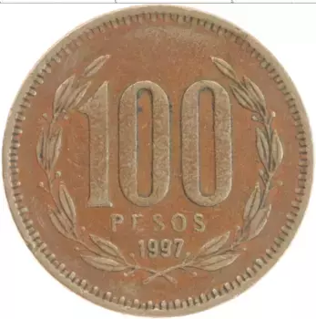 Монета 100 песо Чили 1997 года Бронза