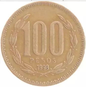 Монета 100 песо Чили 1998 года Бронза
