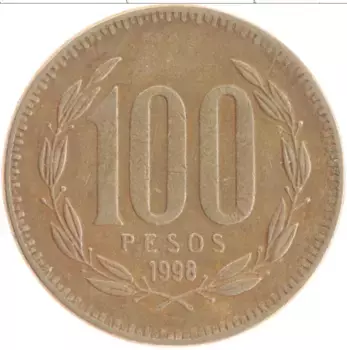 Монета 100 песо Чили 1998 года Бронза