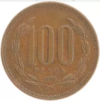 Монета 100 песо Чили 1999 года Бронза