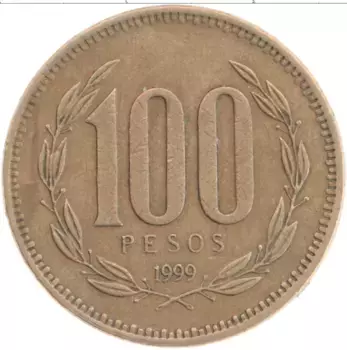 Монета 100 песо Чили 1999 года Латунь
