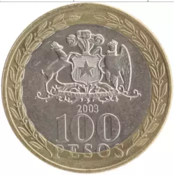 Монета 100 песо Чили 2003 года Биметалл