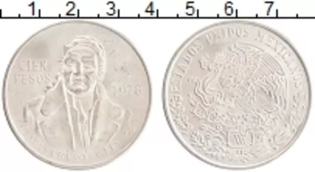 Монета 100 песо Мексики 1978 года Серебро Венустиано Карранса