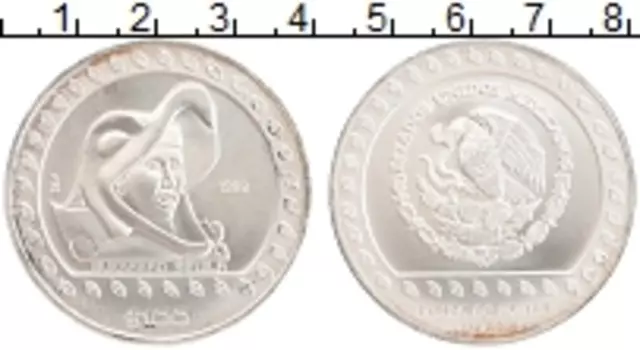 Монета 100 песо Мексики 1992 года Серебро Культура Майя