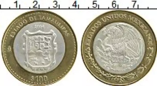 Монета 100 песо Мексики 2004 года Серебро 180 лет Федерации