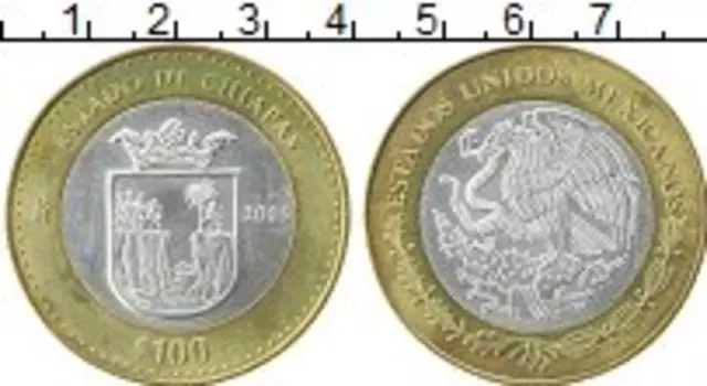 Монета 100 песо Мексики 2005 года Серебро Центральный круг - серебро
