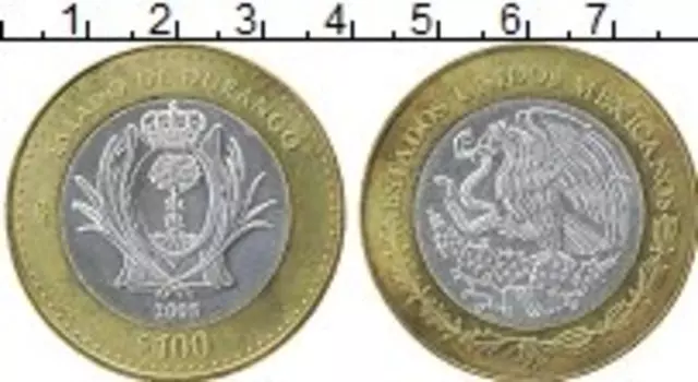 Монета 100 песо Мексики 2005 года Серебро Центральный круг - серебро