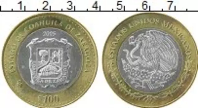 Монета 100 песо Мексики 2005 года Серебро Центральный круг - серебро