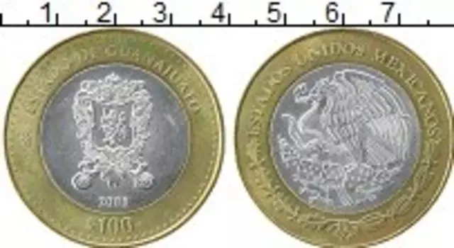 Монета 100 песо Мексики 2005 года Серебро Центральный круг - серебро