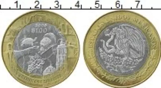 Монета 100 песо Мексики 2006 года Серебро Центральный круг - серебро