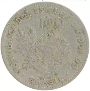 Монета 100 рейс Бразилии 1901 года Медно-никель