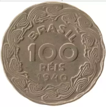 Монета 100 рейс Бразилии 1940 года Медно-никель Джетулио Варгаш