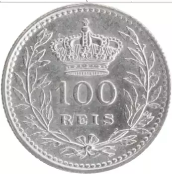 Монета 100 рейс Португалии 1910 года Серебро Мануэл II