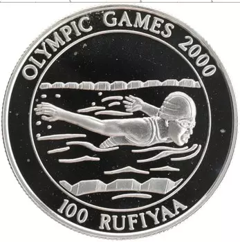 Монета 100 руфий Мальдив 1998 года Серебро Олимпиада 2000