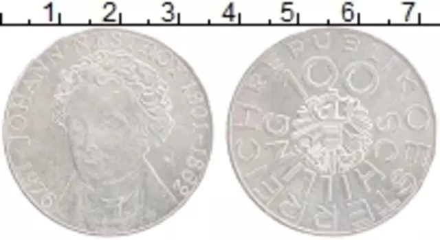 Монета 100 шиллингов Австрии 1976 года Серебро Йоганн Нестрой