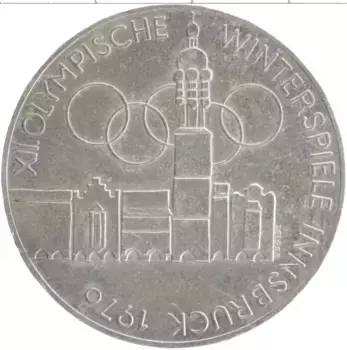 Монета 100 шиллингов Австрии 1976 года Серебро Зимние Олимпийские игры в Иннсбруке