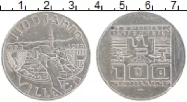 Монета 100 шиллингов Австрии 1978 года Серебро 1100 лет городу Филлах