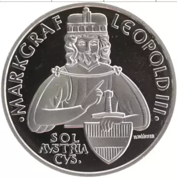 Монета 100 шиллингов Австрии 1996 года Серебро Маркграф Леопольд III